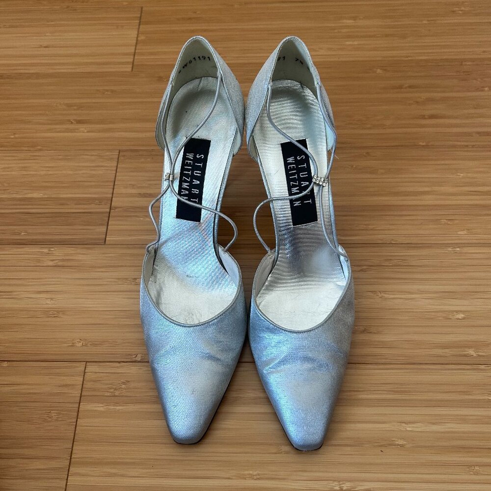 Stuart Weitzman Women's Sz. 7 1/2 silver dress shoes